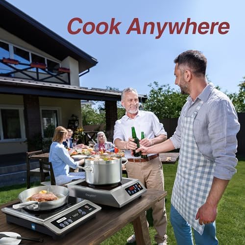 ChangBERT Induction Cooktop, Commercial Grade Portable Cooker, Large 8” Heating Coil, Premium Stainless Steel Countertop Burner with NSF Certified, 10 Hours Timer Powerful 1800W Professional Hot Plate|B0B4J6PXPN