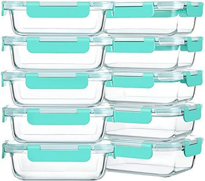 M MCIRCO 10-Pack,22 Oz Glass Meal Prep Containers,Glass Food Storage Containers with lids,Lunch Containers,Microwave, Oven, Freezer and Dishwasher (Gray)|B07HRRV96C