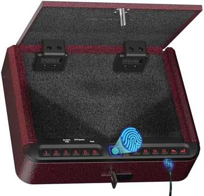 BILLCONCH Gun Safe for Handgun - Biometric Gun Safe 4 Ways Quick Access | Smart Gun Safe with Fingerprint/Full-digital Keypad/Key/APP Lock Handgun Pistol Safe for Nightstand Bedside Home|B0B3QPHZJ7