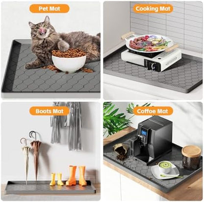 Winisok Waterproof Under Sink Mat 34" x 22", Silicone Mat, Dark Gray | Raised Edge Traps Spills & Leaks, Shelf Liner, Cabinet Protector, for Kitchen, Bathroom, Boots, Pets, Home Essentials|B0CSPKSCP2