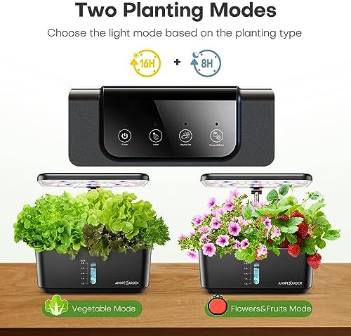 Ahopegarden Indoor Garden Hydroponics Growing System: 10 Pods Plant Germination Kit Herb Vegetable Growth Lamp Countertop with LED Grow Light - Hydrophonic Planter Grower Harvest Lettuce|B0B6BB4TVC