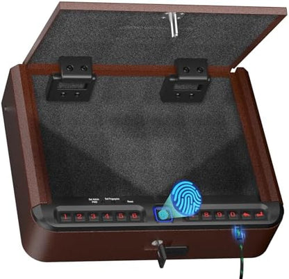 BILLCONCH Gun Safe for Handgun - Biometric Gun Safe 4 Ways Quick Access | Smart Gun Safe with Fingerprint/Full-digital Keypad/Key/APP Lock Handgun Pistol Safe for Nightstand Bedside Home|B0B3QPHZJ7
