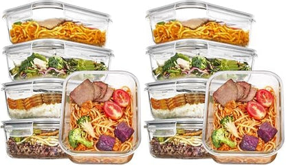 Vtopmart 5Pack 22oz Glass Storage Containers with Lids, Grey | Glass Meal Prep Food Container Sets, Snap Airtight Lid, For Microwave, Oven, Freezer and Dishwasher, BPA Free|B0D7P6XKNP