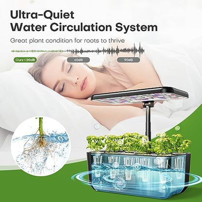 Ahopegarden Indoor Garden Hydroponics Growing System: 10 Pods Plant Germination Kit Herb Vegetable Growth Lamp Countertop with LED Grow Light - Hydrophonic Planter Grower Harvest Lettuce|B0B6BB4TVC