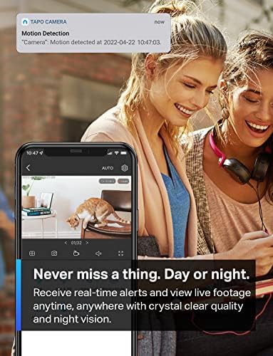 TP-Link Tapo 1080P Indoor Security Camera for Baby Monitor, Dog Camera w/Motion Detection, 2-Way Audio Siren, Night Vision, Cloud & SD Card Storage, Works w/Alexa & Google Home (Tapo C100)|B0866S3D82