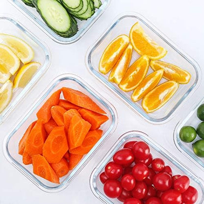 M MCIRCO 10-Pack,22 Oz Glass Meal Prep Containers,Glass Food Storage Containers with lids,Lunch Containers,Microwave, Oven, Freezer and Dishwasher (Gray)|B07HRRV96C