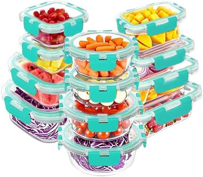 VERONES 12 Packs Glass Food Storage Containers Set, Airtight Glass Lunch Containers, Glass Meal Prep Containers with Lids,Exclusive of BPA, for Microwave, Oven, Freezer & Dishwasher Friendly,Grey|B0BZS66X6R