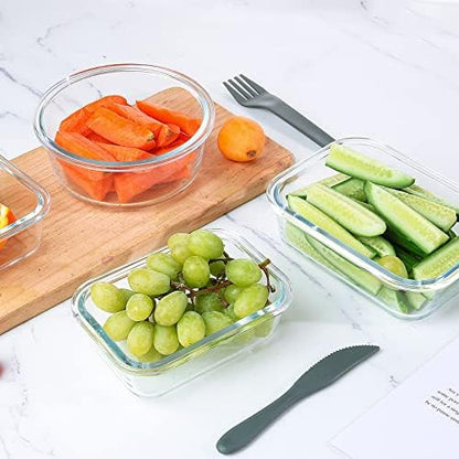 KOMUEE 24 Pieces Glass Food Storage Containers Set, Meal Prep Containers, BPA-Free Airtight Glass Storage Containers with lids,Freezer, Microwave and Oven Safe,Gray|B09QQGY1BW