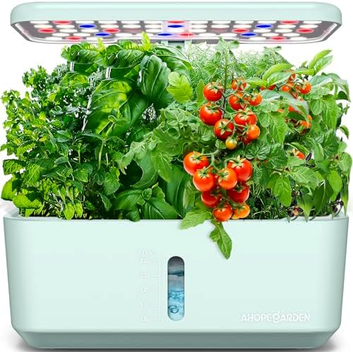 Ahopegarden Indoor Garden Hydroponics Growing System: 10 Pods Plant Germination Kit Herb Vegetable Growth Lamp Countertop with LED Grow Light - Hydrophonic Planter Grower Harvest Lettuce|B0B6BB4TVC