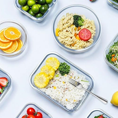 VERONES 12 Packs Glass Food Storage Containers Set, Airtight Glass Lunch Containers, Glass Meal Prep Containers with Lids,Exclusive of BPA, for Microwave, Oven, Freezer & Dishwasher Friendly,Grey|B0BZS66X6R