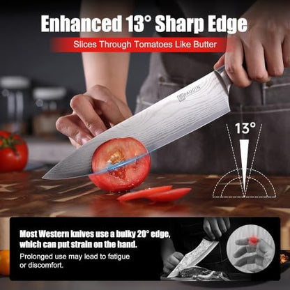 PAUDIN Chef Knife, 8 Inch High Carbon Stainless Steel Sharp Kitchen Knife with Ergonomic Handle, Gift Box for Family & Restaurant|B07BK4YVB3