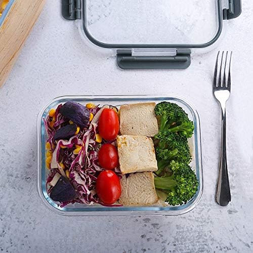 M MCIRCO 10-Pack,22 Oz Glass Meal Prep Containers,Glass Food Storage Containers with lids,Lunch Containers,Microwave, Oven, Freezer and Dishwasher (Gray)|B07HRRV96C
