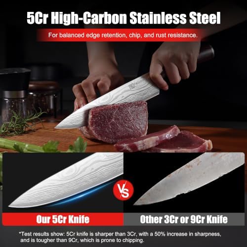 PAUDIN Chef Knife, 8 Inch High Carbon Stainless Steel Sharp Kitchen Knife with Ergonomic Handle, Gift Box for Family & Restaurant|B07BK4YVB3