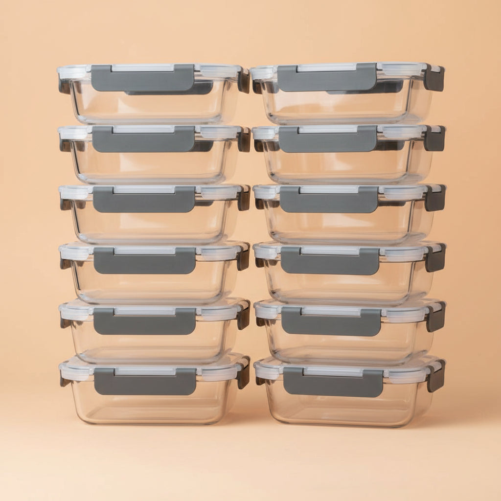 M MCIRCO 10-Pack,22 Oz Glass Meal Prep Containers,Glass Food Storage Containers with lids,Lunch Containers,Microwave, Oven, Freezer and Dishwasher (Gray)|B07HRRV96C