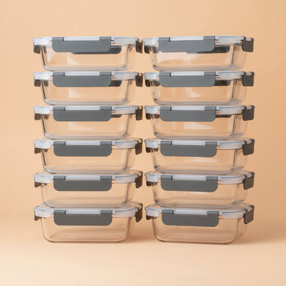 M MCIRCO 10-Pack,22 Oz Glass Meal Prep Containers,Glass Food Storage Containers with lids,Lunch Containers,Microwave, Oven, Freezer and Dishwasher (Gray)|B07HRRV96C