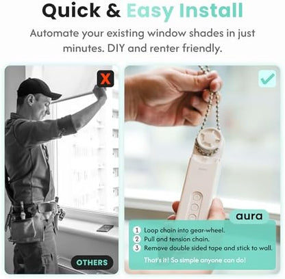Aura Roller Smart Shade Driver, Remote Control & WiFi Dongle | Automate Existing Blinds | Beaded Window Shade Compatible Up to 4x5ft | Rechargeable Battery | Set Schedules | Hands Free Voice Control|B0FRZH12K5