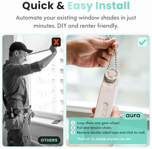 Aura Roller Smart Shade Driver, Remote Control & WiFi Dongle | Automate Existing Blinds | Beaded Window Shade Compatible Up to 4x5ft | Rechargeable Battery | Set Schedules | Hands Free Voice Control|B0FRZH12K5