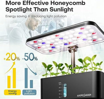Ahopegarden Indoor Garden Hydroponics Growing System: 10 Pods Plant Germination Kit Herb Vegetable Growth Lamp Countertop with LED Grow Light - Hydrophonic Planter Grower Harvest Lettuce|B0B6BB4TVC