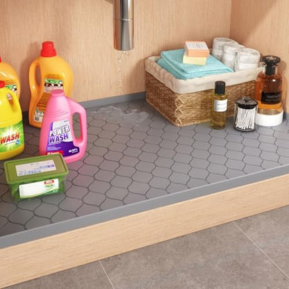 Winisok Waterproof Under Sink Mat 34" x 22", Silicone Mat, Dark Gray | Raised Edge Traps Spills & Leaks, Shelf Liner, Cabinet Protector, for Kitchen, Bathroom, Boots, Pets, Home Essentials|B0CSPKSCP2