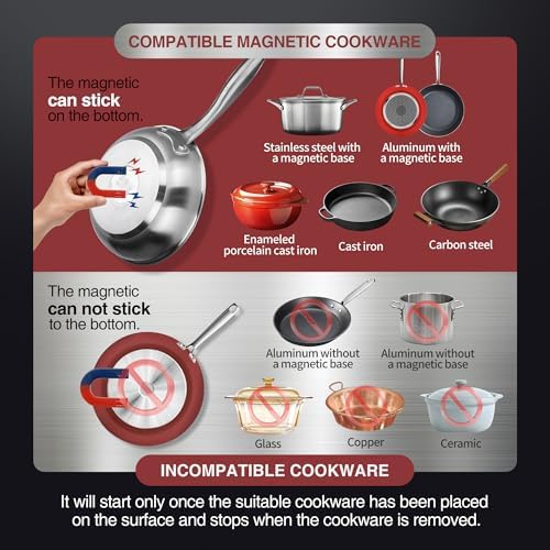 ChangBERT Induction Cooktop, Commercial Grade Portable Cooker, Large 8” Heating Coil, Premium Stainless Steel Countertop Burner with NSF Certified, 10 Hours Timer Powerful 1800W Professional Hot Plate|B0B4J6PXPN