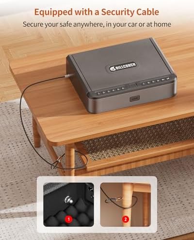 BILLCONCH Gun Safe for Handgun - Biometric Gun Safe 4 Ways Quick Access | Smart Gun Safe with Fingerprint/Full-digital Keypad/Key/APP Lock Handgun Pistol Safe for Nightstand Bedside Home|B0B3QPHZJ7