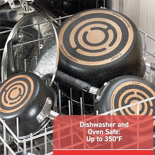 T-Fal Signature Nonstick Pots and Pans Set 12 Piece, Oven Broiler Safe 350F, Kitchen Cookware Set w/Fry Pans, Saucepans, Saute Pan, Dutch Oven, Griddle, Kitchen, Home, Dishwasher Safe, Black|B001167VIQ
